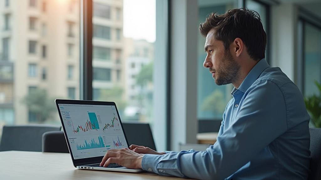 Финансовая аналитика на экране ноутбука с графиками роста инвестиций