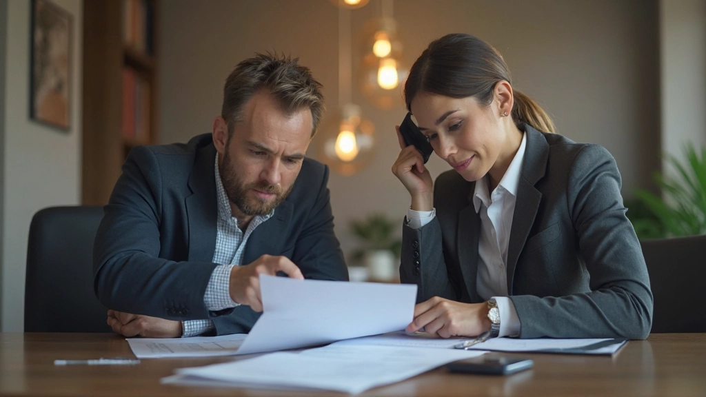 Инвестор и предприниматель обсуждают бизнес-план в офисе