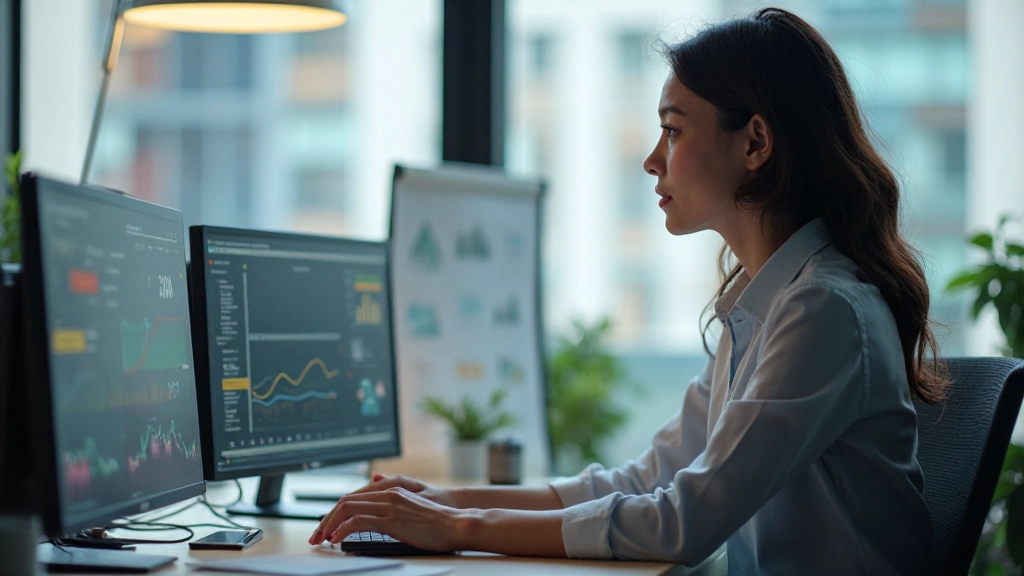 Фото маркетолога анализирующего цифровые стратегии на компьютере