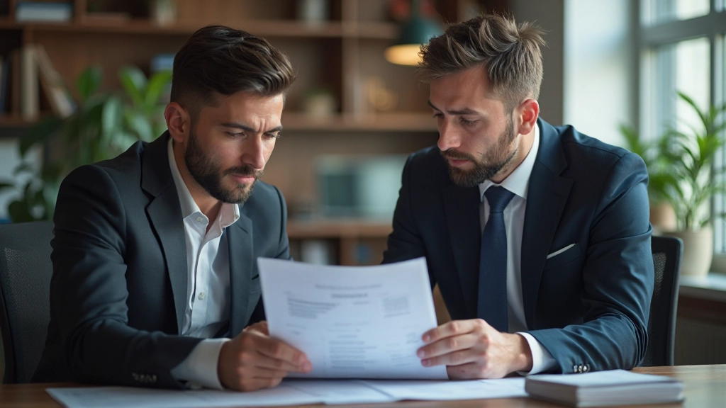 Инвестор и предприниматель обсуждают бизнес-план в офисе