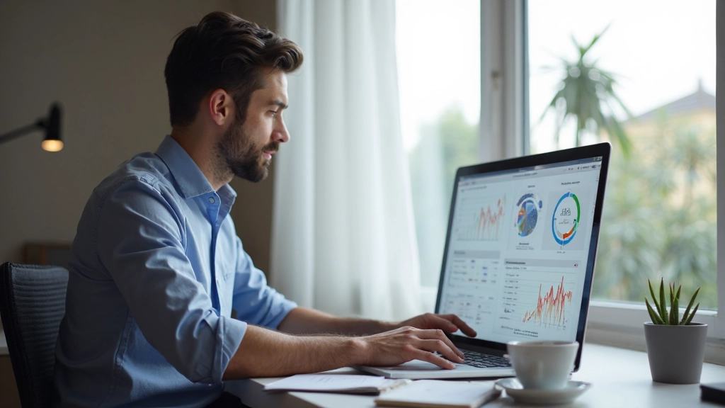 Ноутбук с открытыми маркетинговыми инструментами и аналитикой на экране