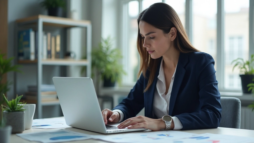 Профессиональная рабочая среда с маркетинговыми материалами и ноутбуком
