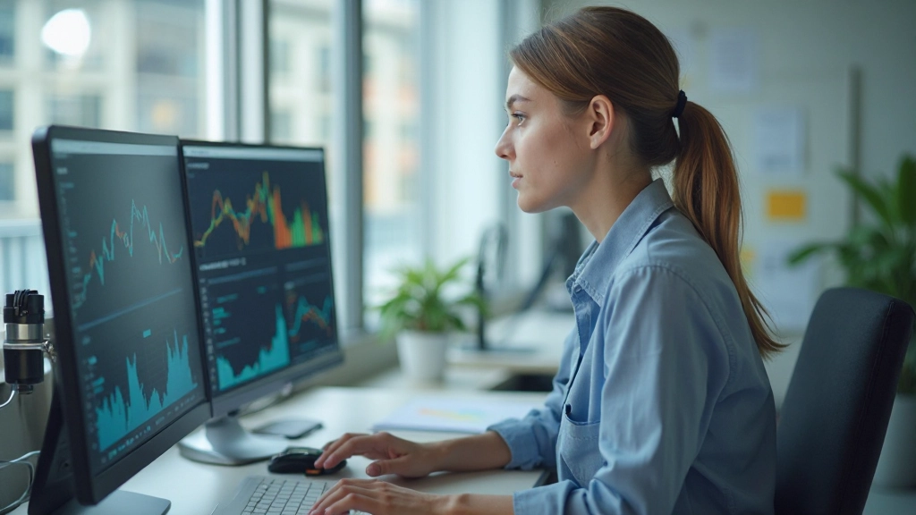 Молодая женщина проводит анализ данных и маркетинговой стратегии